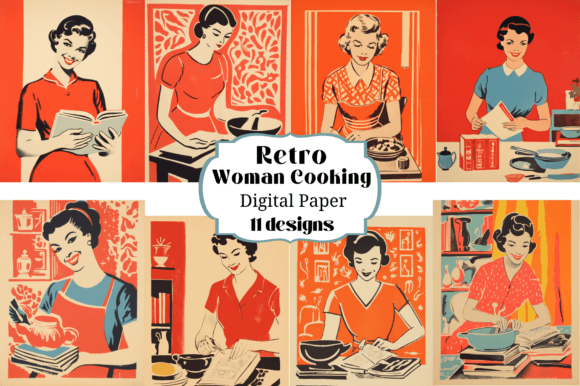 11 Vintage Woman Cooking Backgrounds for Your Projects