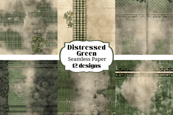 12 Distressed Green Grunge Backgrounds for Digital Crafting