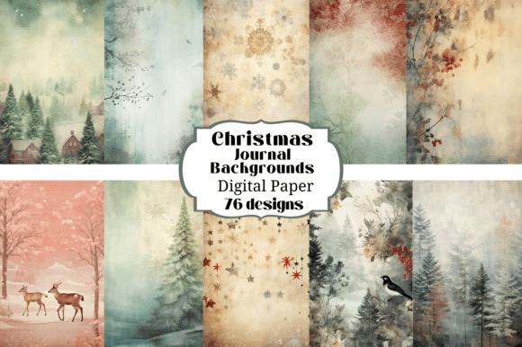 76 Christmas Junk Journal Backgrounds for Your Projects