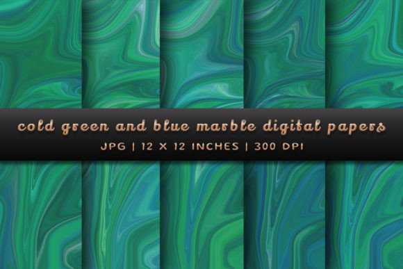 Cold Green and Blue Marble Backgrounds: Digital Elegance
