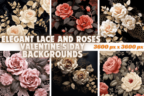 Elegant Lace and Roses Backgrounds for Romantic Design Projects