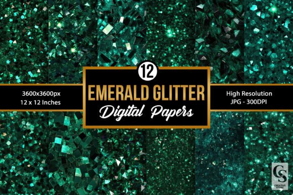 Elevate Projects with Emerald Glitter Seamless Backgrounds