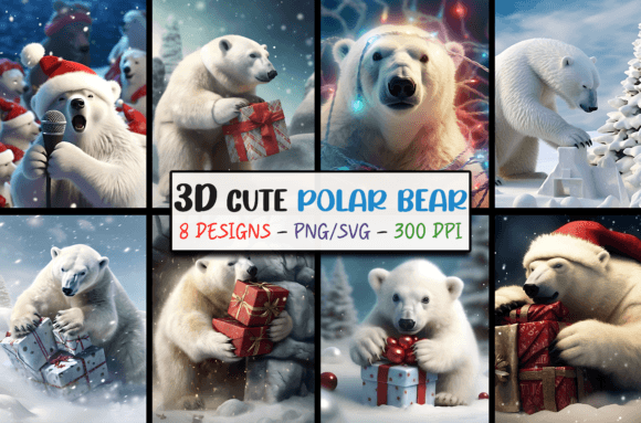 Enchanting 3D Christmas Backgrounds: Polar Bear SVG Designs