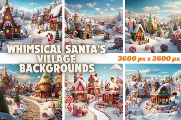 Enchanting Holiday Vistas: Whimsical Santa's Village Backgrounds