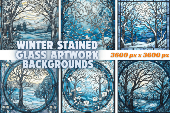 Frosty Elegance: Using Winter Stained Glass Artwork Backgrounds