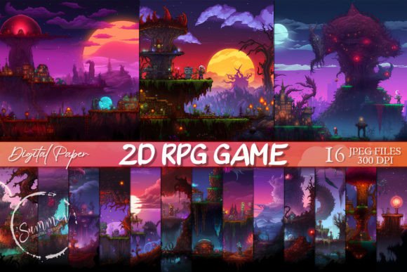 Level Up Your Crafts: 2D RPG Game Scrapbook Paper Backgrounds