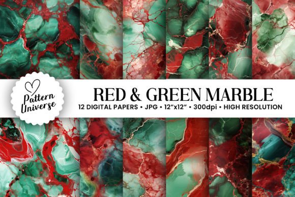 Red & Green Marble Backgrounds: Versatile Digital Papers for Your Projects