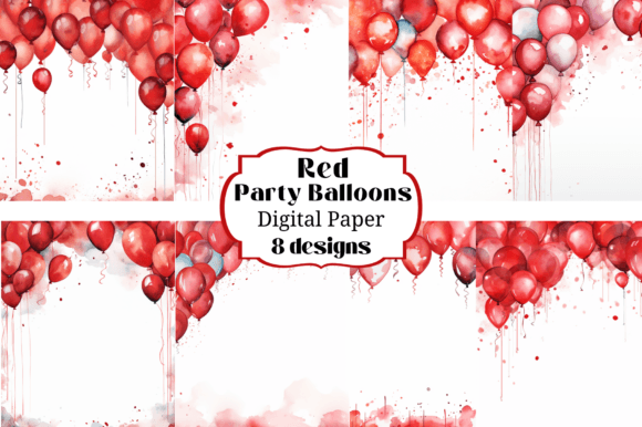 Red Party Balloons Dig Paper Backgrounds for Crafts