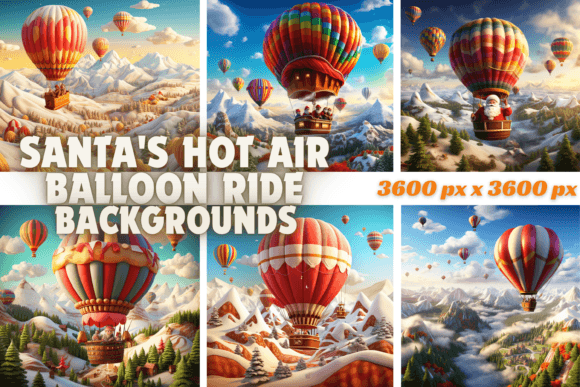 Santa's Hot Air Balloon Ride: Festive Backgrounds for Designers