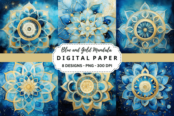 Stunning Blue and Gold Mandala Backgrounds for Creatives