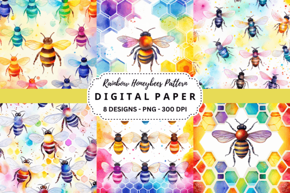 Unleash Creative Energy with Rainbow Honeybees Pattern Backgrounds